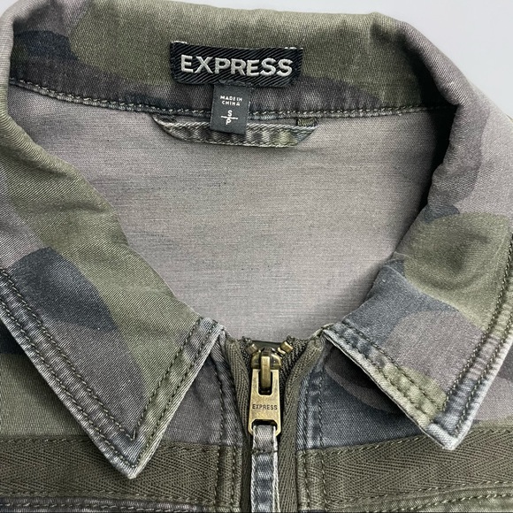 Express Camo Drawstring Utility Jacket Green S - Picture 3 of 12